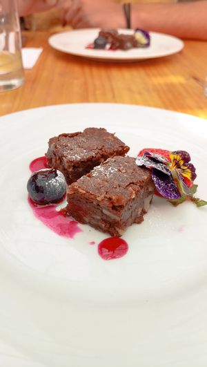 Brownie (dessert, menu of the day) at Green Point in Cusco