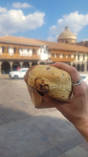 vegan chocolate bun at Green Point in Cusco