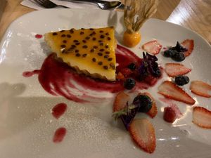 Passion fruit cheesecake   at Green Point in Cusco