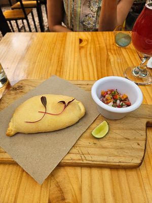 Vegan empanada at Green Point in Cusco