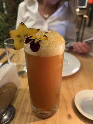 passion fruit kombucha  at Green Point in Cusco