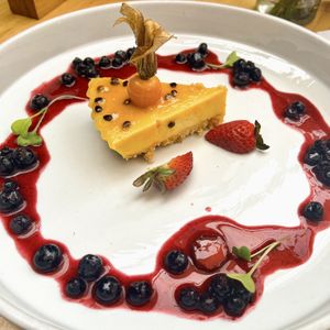 Passion fruit pie   at Green Point in Cusco