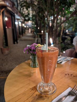 Strawberry juice at Green Point in Cusco