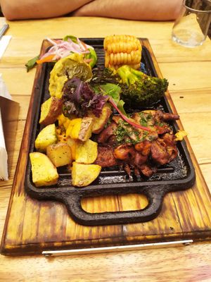 Grilled vegetables and mushrooms. Sooo good at Green Point in Cusco