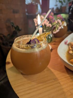 Passion fruit kombucha at Green Point in Cusco