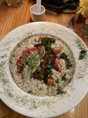 Quinoa risotto with mushrooms  at Green Point in Cusco