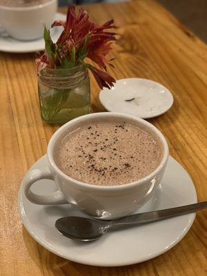 Hot chocolate   at Green Point in Cusco