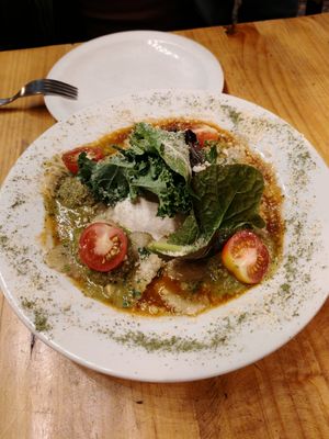 Ravioli (very saucy and delicious) at Green Point in Cusco