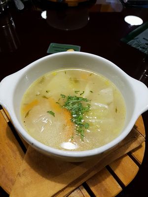 Soup from the menu of the day at Green Point in Cusco