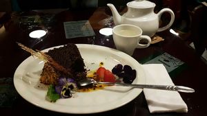 chocolate cake  at Green Point in Cusco