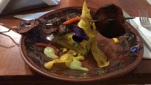 Lunch menu plate  at Green Point in Cusco