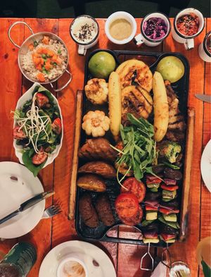 Vegan grill platter for two 🙌  at Green Point in Cusco