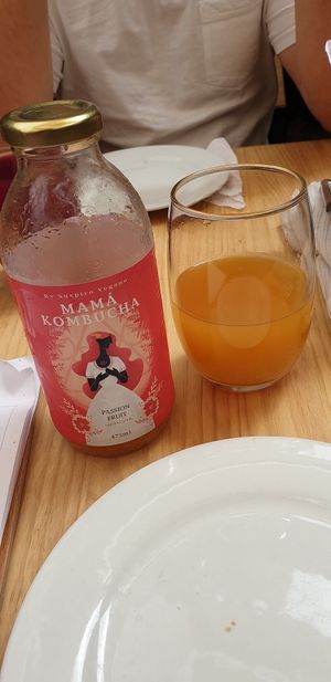 Passionfruit Kombucha made on site at Green Point in Cusco