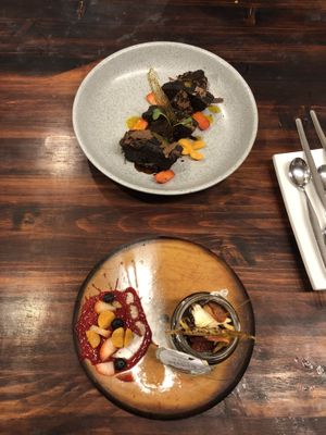 Chocolate cake and chocolate mousse  at Green Point in Cusco