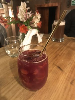 Kombucha drink at Green Point in Cusco