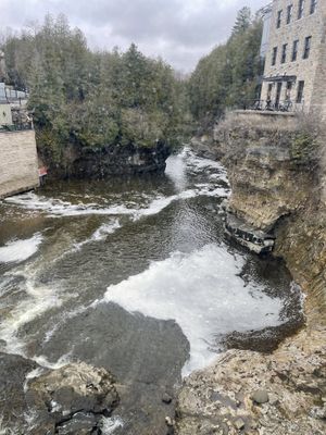 Nice view from our table!  at Elora Mill Restaurant in Elora