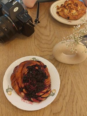 Cardamon pastry in the background! at Kaffe Bageri Stockholm in Krakow