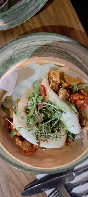 Pulled jackfruit bao bun at The Fox & Willow in Ayr