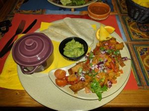 seitan dish, get this at Taco y Tequilla in Faro