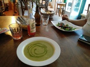 soup and salad at Plevel in Prague