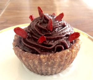 raw vegan chocolate cupcake at Plevel in Prague