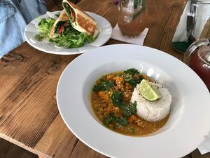 Curry with rice & wrap at Plevel in Prague