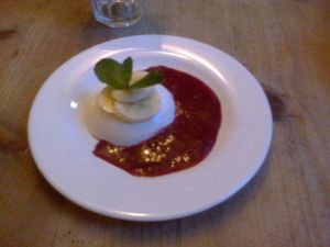 Vegan panna cotta at Plevel at Plevel in Prague