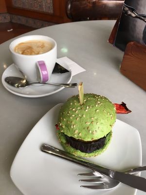 Vegan burger  at Cafe Mandala in Salamanca