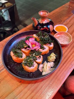 Mushroom sushi rollls  at Oi Izakaya in Burleigh Heads