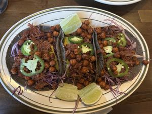 “Vegetarian” tacos which are vegan!  at Cooper's in Beacon