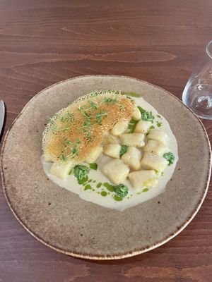 Gnocchi in cashew cream and pesto   at roots in Porto