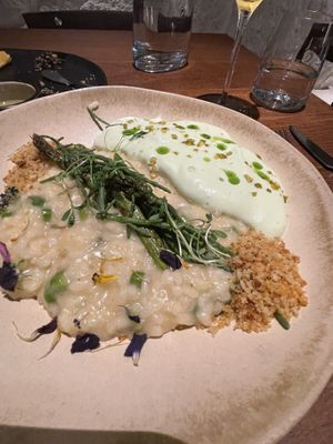 Amazing asparagus risotto   at roots in Porto