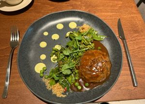 Mushroom, Green, Gravy Entree, the Best! at roots in Porto