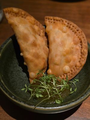 Pasteis with palm heart and kimchi at roots in Porto
