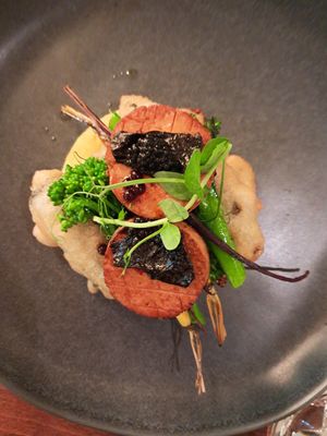 Scallops and Okra at roots in Porto