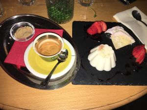 Incredible, incredible food!! Although this is a vegetarian place the food was very accustomed to vegans. Small but very well rounded and tasty options. Great starters, burger, quesadillas and curry. Finish it off with a vegan panna cotta and you're set! at Estrella in Prague