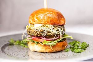 Quinoa Spinach Burger at Estrella in Prague