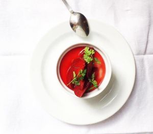 Malabi pudding with rose water and plums at Estrella in Prague