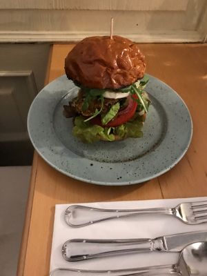 Portobello burger - delicius :-) at Estrella in Prague