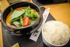 thai coconut curry at Estrella in Prague