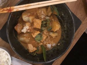 Coconut Curry with eggplant & potatoes  at Estrella in Prague