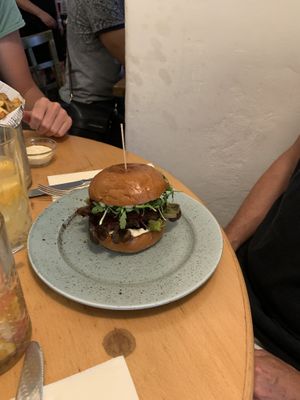 Veggie burger at Estrella in Prague