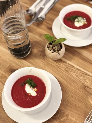 Beetroot soup at Estrella in Prague