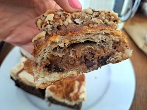 Hazelnut pain au chocolat on the inside at Yonder   in Keswick