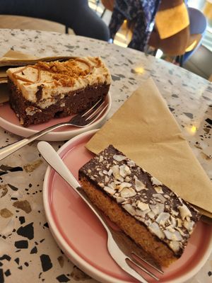 Sticky toffee biscoff cake and chocolate and coconut slice at Yonder   in Keswick
