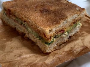 Hummus, avocado and chipotle sandwich   at Yonder   in Keswick