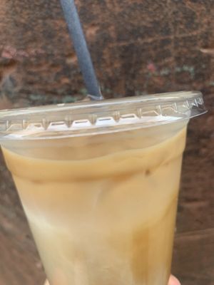 Iced latte with oat milk  at Yonder   in Keswick