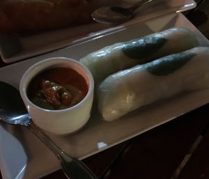 spring rolls with peanut sauce  at Zen Bistro in Daytona Beach