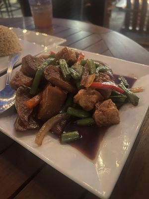 Sautéed eggplant ( remove egg, oyster sauce/ fish sauce ) eggplant was so tasty and meaty   at Zen Bistro in Daytona Beach