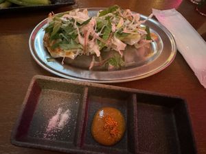 Gyoza with onions  at The original Shinshu gyoza Tsukumo Yokocho - 元祖信州餃子 ツクモ横丁 in Nagano